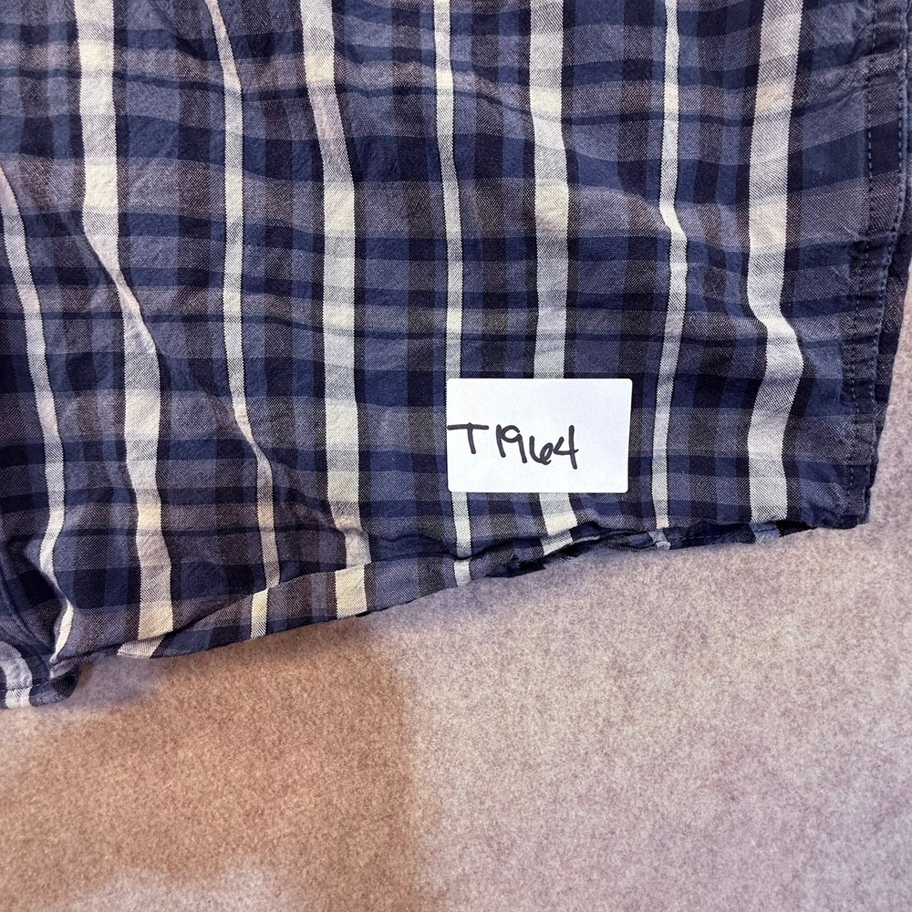 Carhartt Mens Loose Fit Short Sleeve Plaid Button Down Shirt Blue White Large - Picture 2 of 8